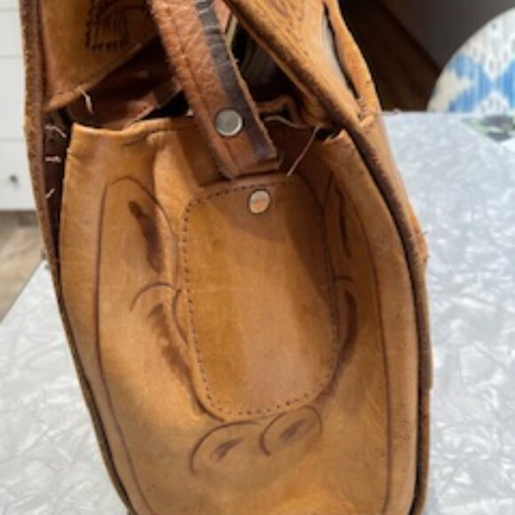 Vintage Hand Tooled Leather Handbag - Picture 3 of 7